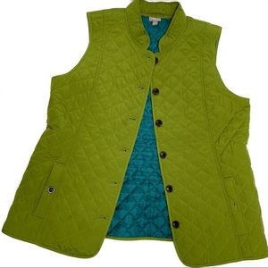 J. Jill Avocado Green Quilted Vest